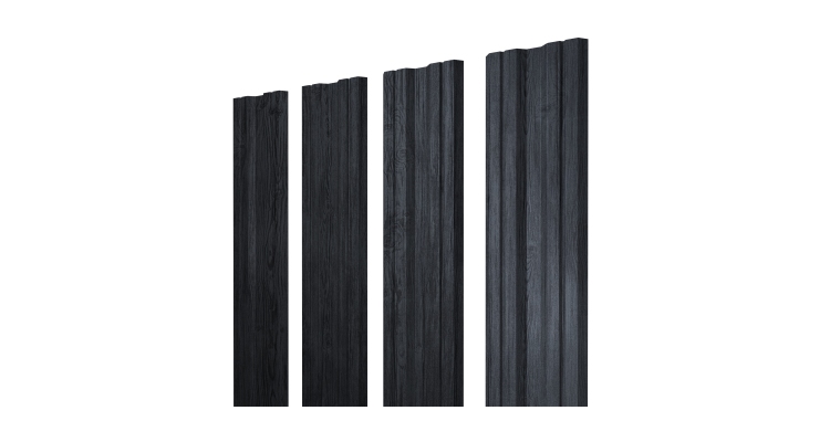 Штакетник Twin с прямым резом 0,45 Print Premium Grey Wood TwinColor