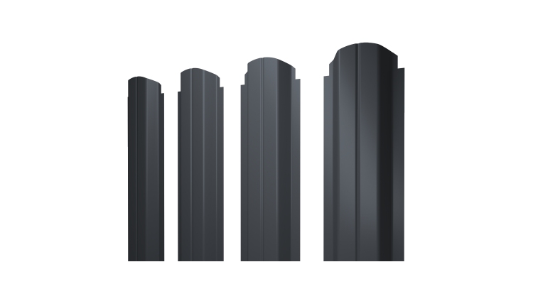 Штакетник П-образный А фигурный 0,5 Drap RAL 7024 мокрый асфальт