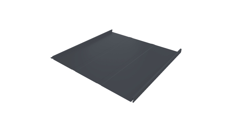 Фальц двойной стоячий Line Grand Line 0,45 Drap TwinColor с пленкой на замках RAL 7024 мокрый асфальт